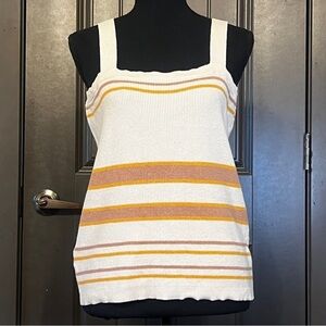 LOFT Outlet Cream Brown Striped Tank Top Large
